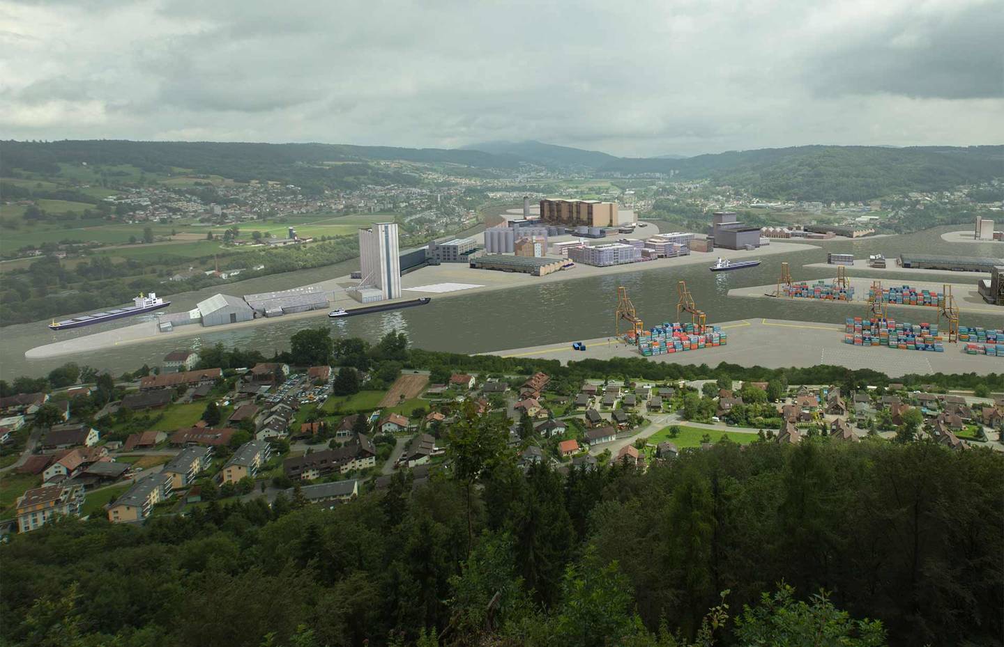 Bildmontage Wasserschloss beim Zusammenfluss von Aare, Reuss und Limmat